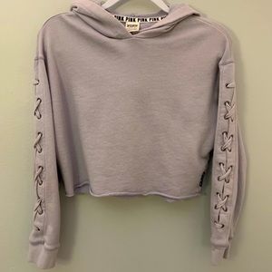 VS PINK Cutoff Hoodie with Laced up Sleeves